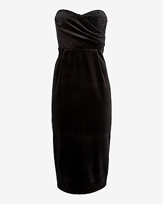 Velvet Sweetheart Neckline Strapless Midi Sheath Dress
