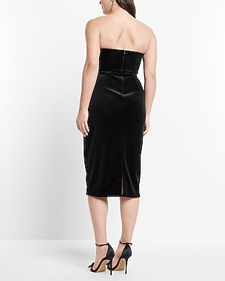 Velvet Sweetheart Neckline Strapless Midi Sheath Dress