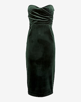 Velvet Sweetheart Neckline Strapless Midi Sheath Dress