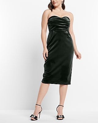 Velvet Sweetheart Neckline Strapless Midi Sheath Dress