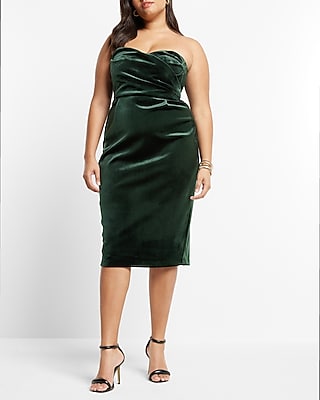 Velvet Sweetheart Neckline Strapless Midi Sheath Dress