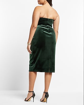 Velvet Sweetheart Neckline Strapless Midi Sheath Dress