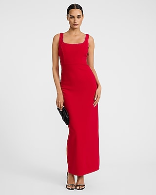 knee length dresses for ladies Sleeveless Square Neck Maxi Dress | Built-In Shapewear