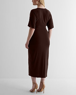 V-Neck Twist Front Maxi Dress