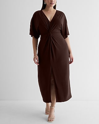 V-Neck Twist Front Maxi Dress