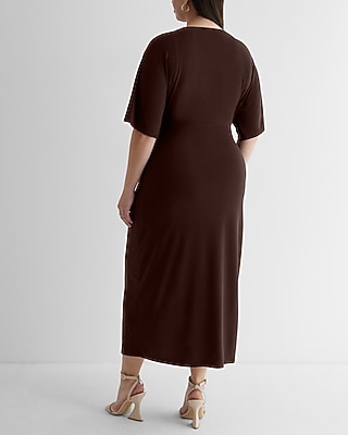 V-Neck Twist Front Maxi Dress