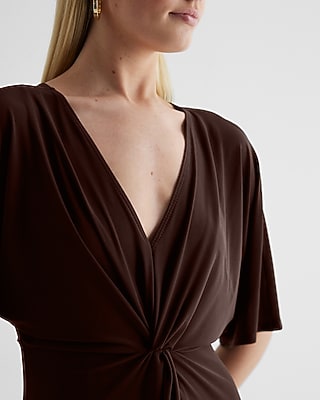 V-Neck Twist Front Maxi Dress