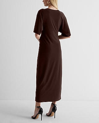 V-Neck Twist Front Maxi Dress