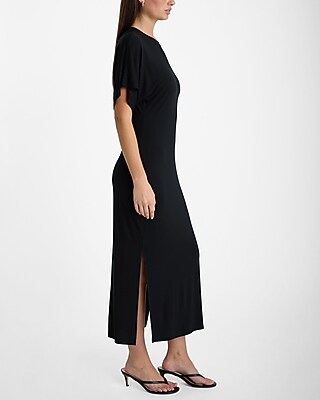 Crew Neck Short Sleeve Midi T-Shirt Dress - image 2