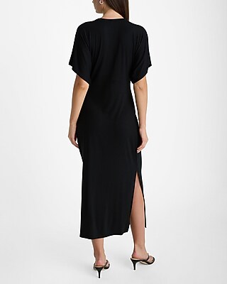 Crew Neck Short Sleeve Midi T-Shirt Dress - image 3
