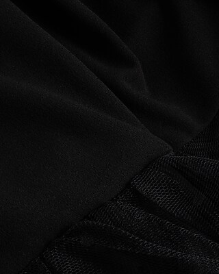 Mesh Polka Dot One Shoulder Bow Midi Sheath Dress