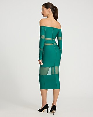 Mesh Pieced Off The Shoulder Midi Dress - image 5