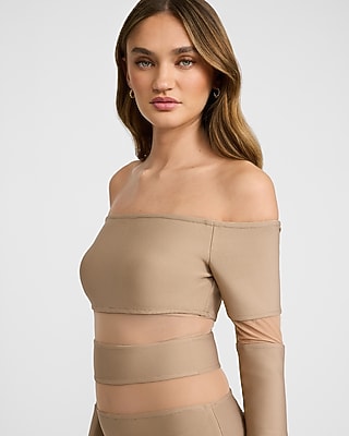 Mesh Pieced Off The Shoulder Midi Dress - image 2
