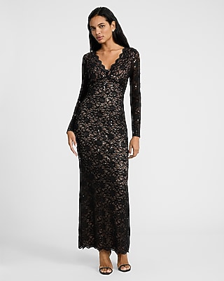 fitted lace wedding dress Floral Lace Tiered Long Sleeve Maxi Dress main image 0