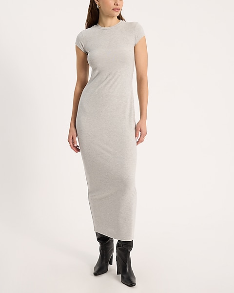 Crew Neck Short Sleeve Knit Maxi Dress | Express Crew Neck Short Sleeve Knit Maxi Dress | Express