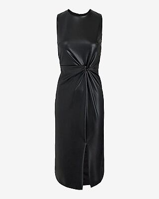 black leather cocktail dress