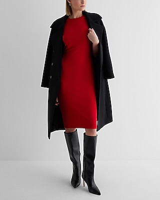 Crew Neck Cap Sleeve Back Zipper Midi Sheath Dress