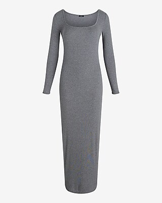 Ribbed Square Neck Long Sleeve Maxi Dress - image 4