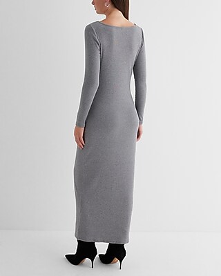 Ribbed Square Neck Long Sleeve Maxi Dress - image 3