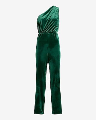 Velvet One Shoulder Wide Leg Jumpsuit