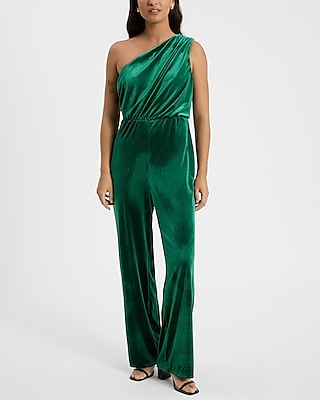 Velvet One Shoulder Wide Leg Jumpsuit