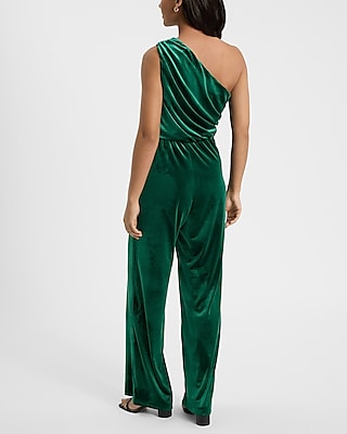 Velvet One Shoulder Wide Leg Jumpsuit