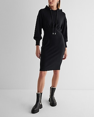 Long black hot sale hoodie dress