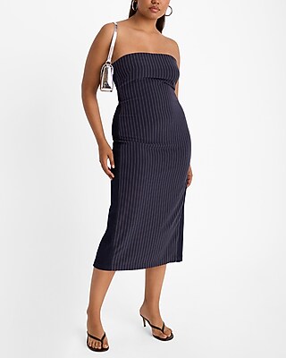 white christmas dresses Denim Pinstripe EMMA Maxi Dress – OFUURE