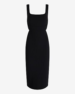 Square Neck Sleeveless Cutout Midi Sheath Dress
