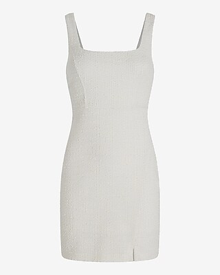 Tweed Square Neck Sleeveless Mini Sheath Dress | Express