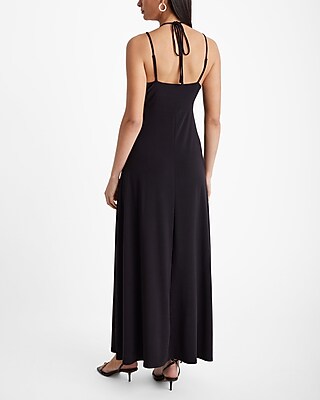 V-Neck Halter Double Strap Sleeveless Maxi Dress - image 3