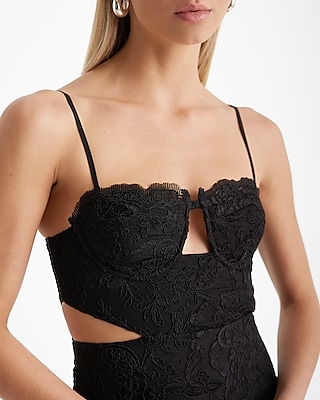 Lace Bustier Sleeveless Cutout Mini Sheath Dress