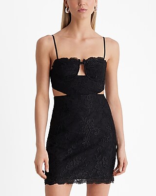 Lace Bustier Sleeveless Cutout Mini Sheath Dress