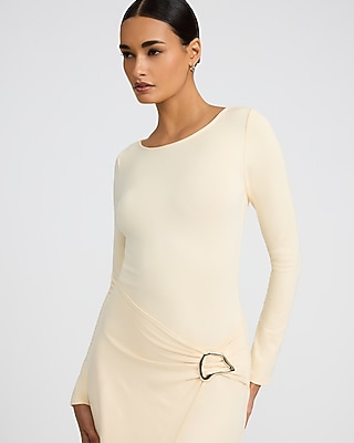 Long Sleeve Hardware Wrap Maxi Dress - image 2