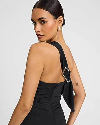 One Shoulder Hardware Ruched Maxi Sheath Dress - image 2