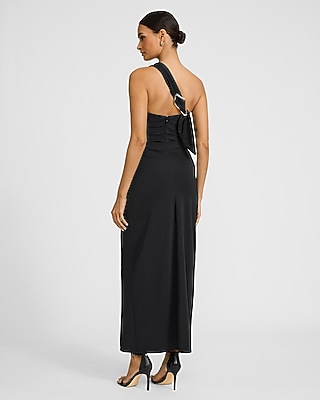 One Shoulder Hardware Ruched Maxi Sheath Dress - image 3