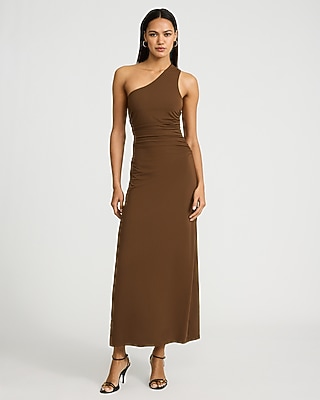 One Shoulder Hardware Ruched Maxi Sheath Dress - image 3