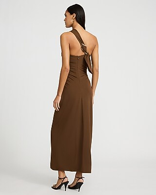 One Shoulder Hardware Ruched Maxi Sheath Dress - image 4