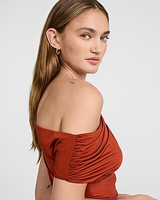 Asymmetrical One Shoulder Ruched Maxi Dress - image 2
