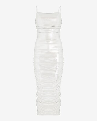 Metallic Ruched Side Slit Midi Dress - image 4