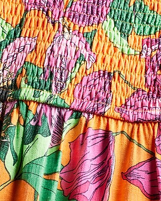 Women's Floral Maxi Dress - Summer Ruffle Sleeve Smocked Tiered Dress, Casual Beach Wedding Guest Outfit - View #11