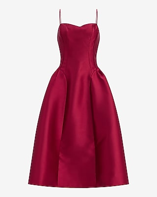 Harlow Satin Drop Waist Midi Dress with Pockets