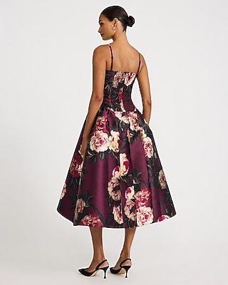Harlow Satin Drop Waist Midi Dress with Pockets