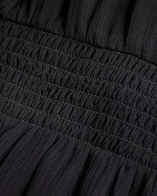 TEST- LONG SLV SMOCKED WAIST TIERED MAXI- SOLID- 9420187:PITCH BLACK:XL