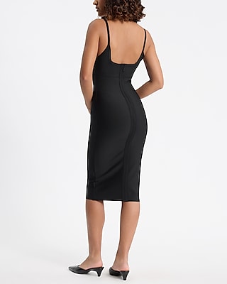 Square Neck Sleeveless Midi Bandage Dress