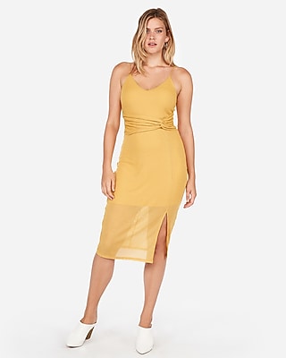twist front sheer rib sheath dress