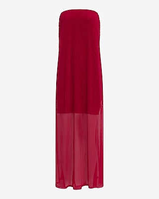 Pleated Strapless Maxi Tube Dress