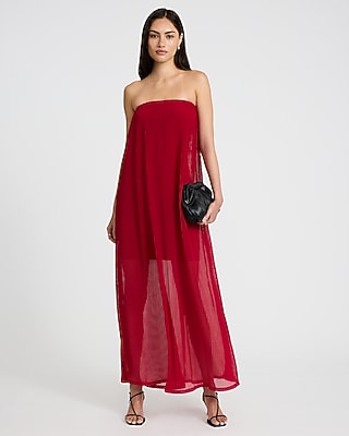 Pleated Strapless Maxi Tube Dress