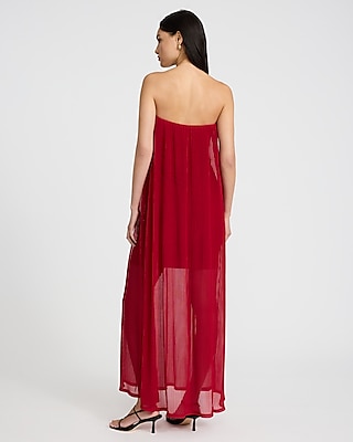 Pleated Strapless Maxi Tube Dress