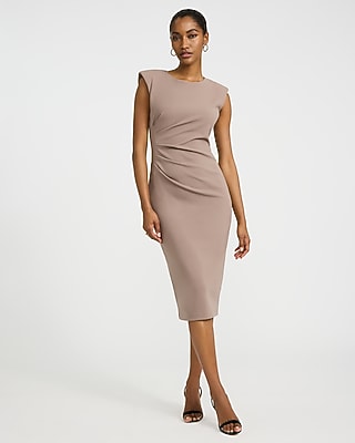 strapless open back dress Janelle Midi Cocktail Party Dress with Square Neck Black / Large